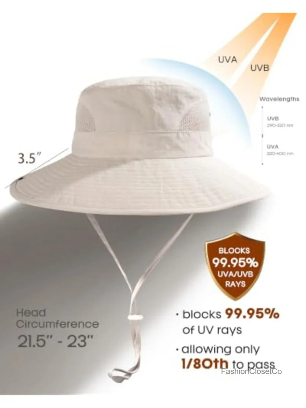 Womens Wide Brim Sun Hat with Ponytail Hole UPF 50+ Nylon Foldable Bucket Hat